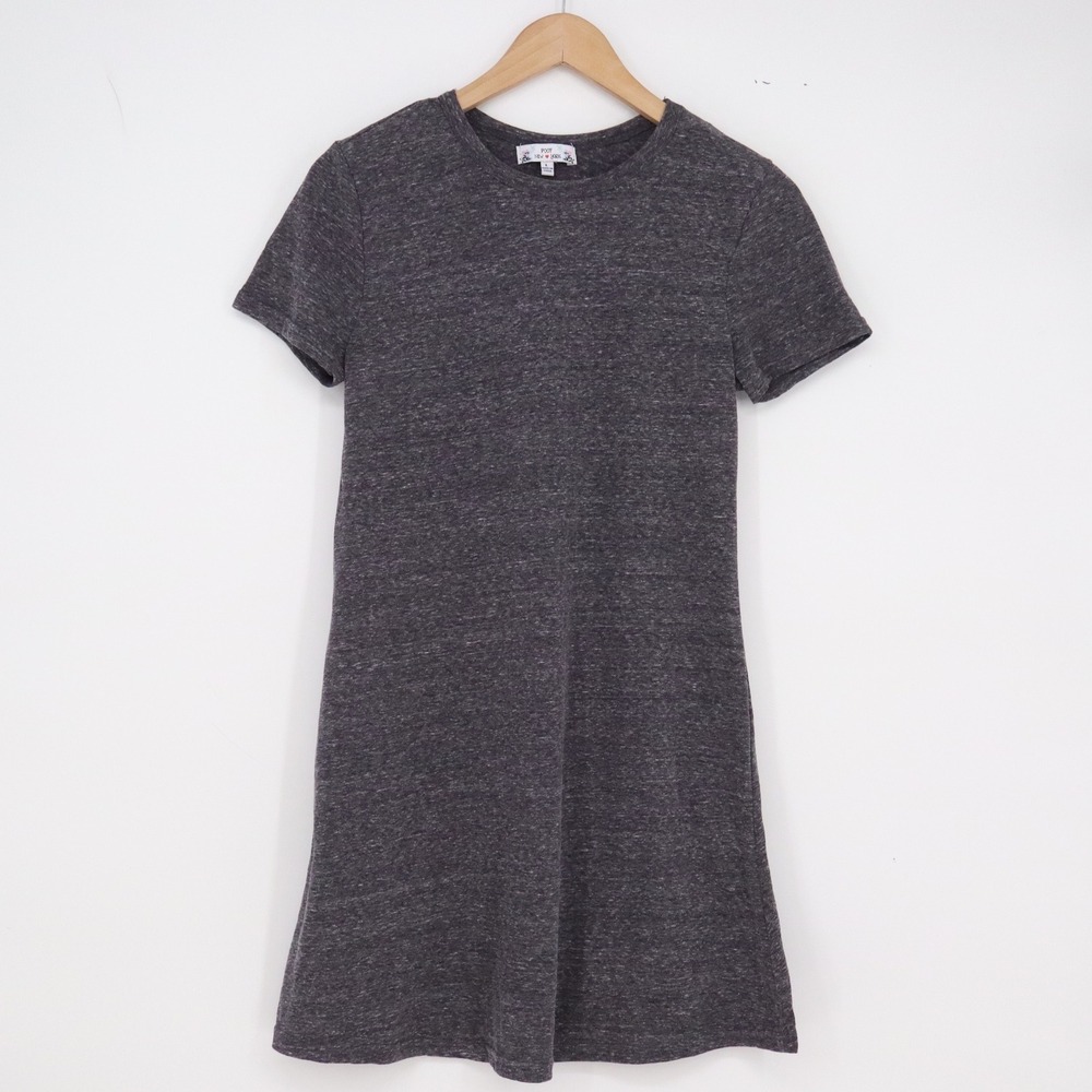 Poof New York Dress Womens Large Charcoal Heathered Short Sleeve Good